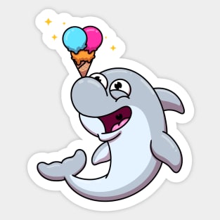 Dolphin Doing Tricks With Ice Cream Sticker